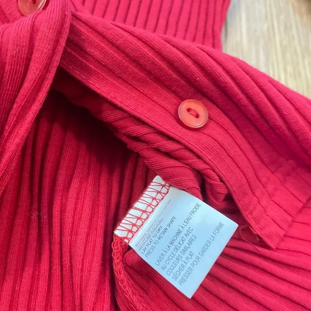 Vintage Mac & Jac Red 3/4 Sleeve Button-Up Cardigan - M - Picture 11 of 11